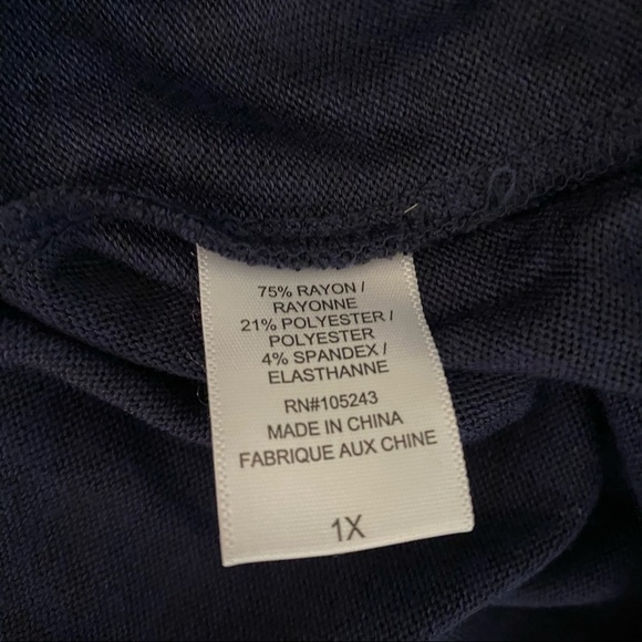 B Collection by Bobeau Curvy Shift Dress Navy 1X - Picture 7 of 8